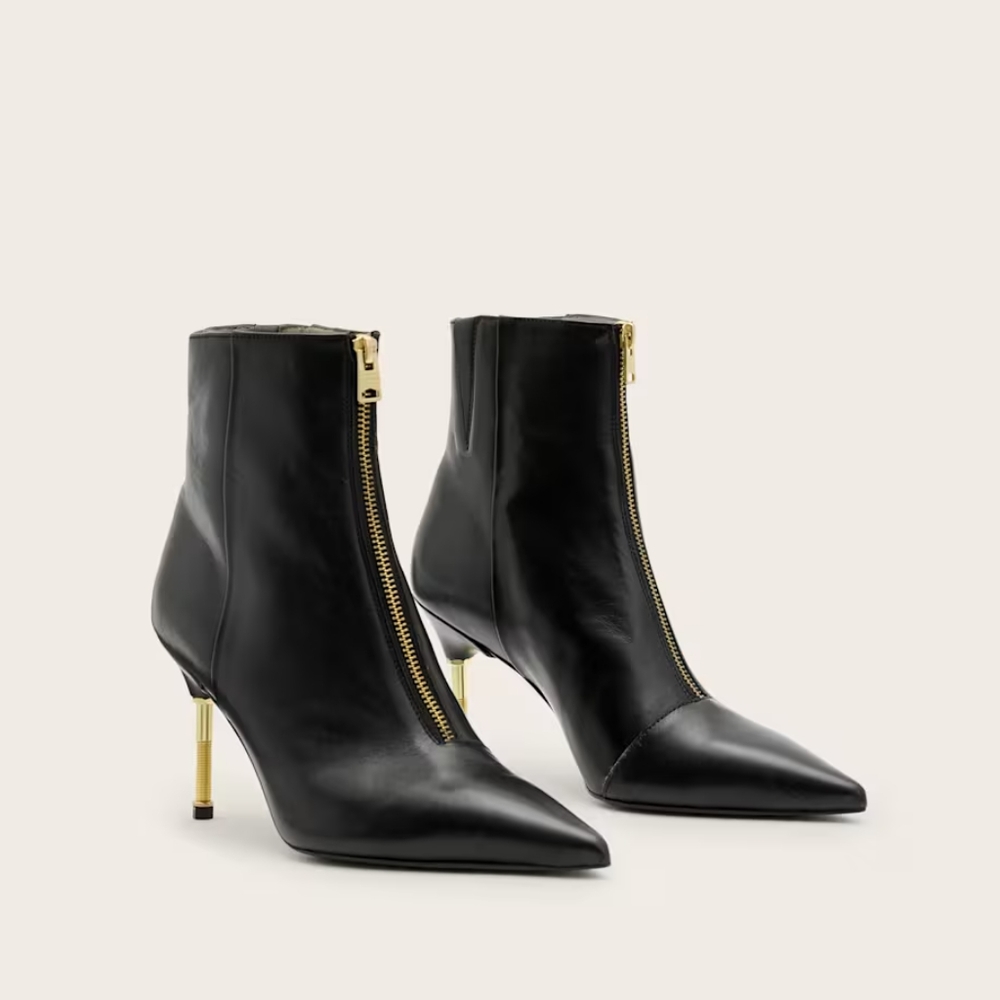 ALLSAINTS Natasha Pointed Zip Up Leather Boots